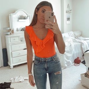 Red ruffle bodysuit